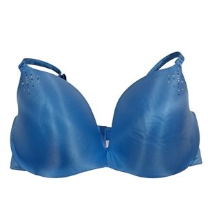 Cacique Intimates Blue Rhinestone Bra Plus Size 42DDD Underwire